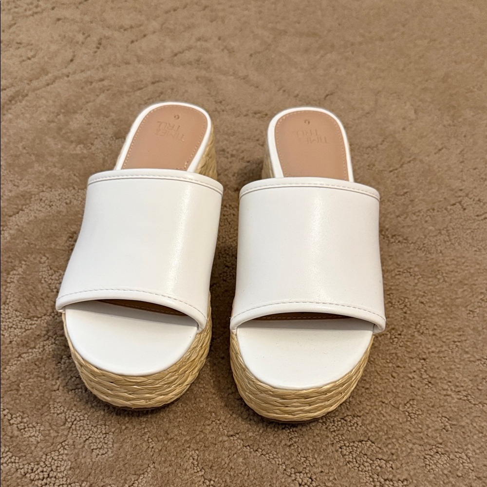 Time and Tru White Platform Sandals